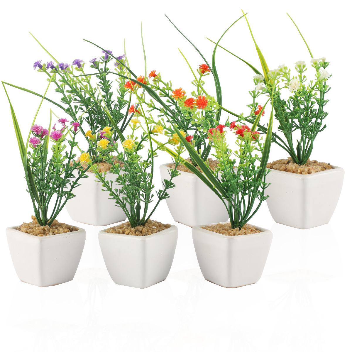 Pack De Plantes Artificielles Avec Pots En C Ramique Blanc