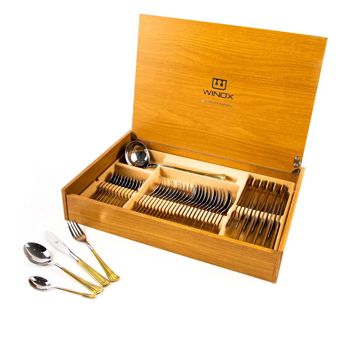 Winox Coffret De Pi Ces Couvert De Table Ambre Gold Inox Pour Dt