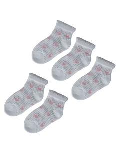 Lot de 5 Paires Chaussettes Fille Filet Blanc Rose