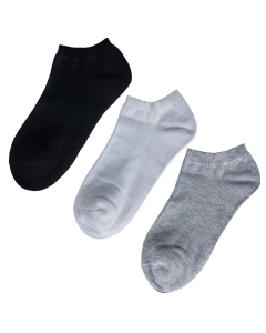 Lot de 3 Paires Socquettes Mixte Blanc & Noir & Gris Taille Unique