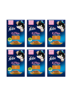 Lot DE 6 Pochons Felix KITTEN au Poulet  85g