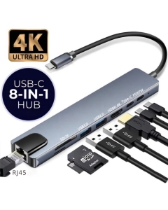 Adaptateur 8en1 Type C USB C TO HD TV & SD TF & USB3.0 & USB C & PD & LAN