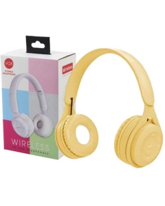 Casque Bluetooth sans fil - Micro SD - Pliable - Jaune 